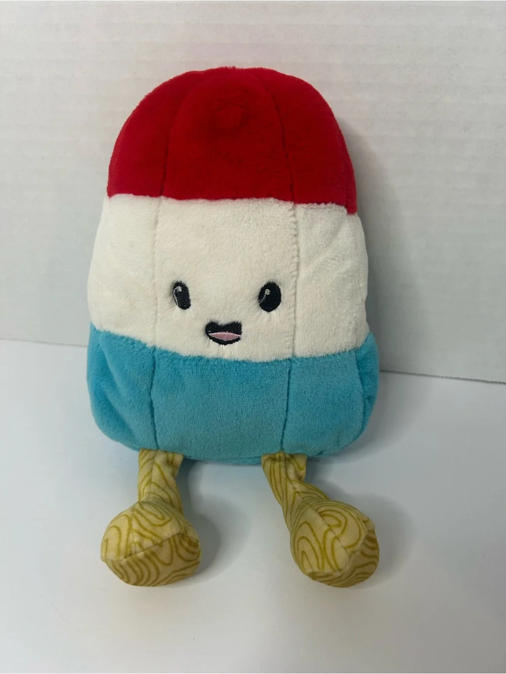 Plush Popsicle‎ Toy in Red, White, Blue with Yellow Legs